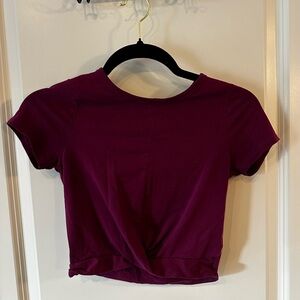 Fashion Nova Burgundy Twist-Front Crop Top – Size Small